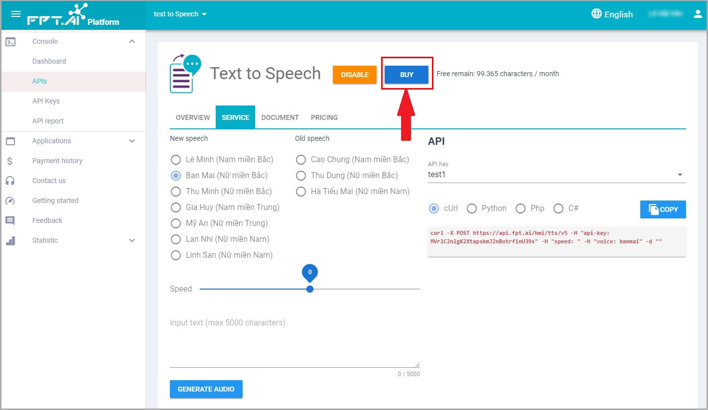 FPT.AI Text to speech
