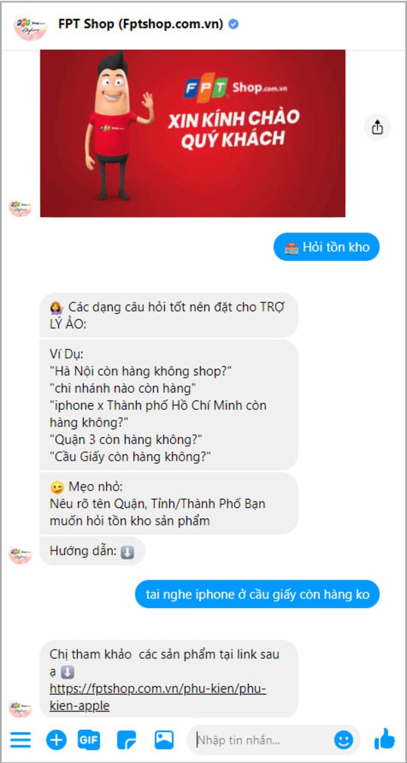 giao diện chatbot