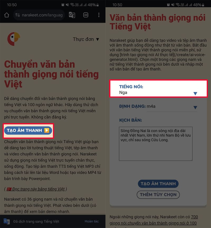 chuyển văn bản thành giọng nói chị google