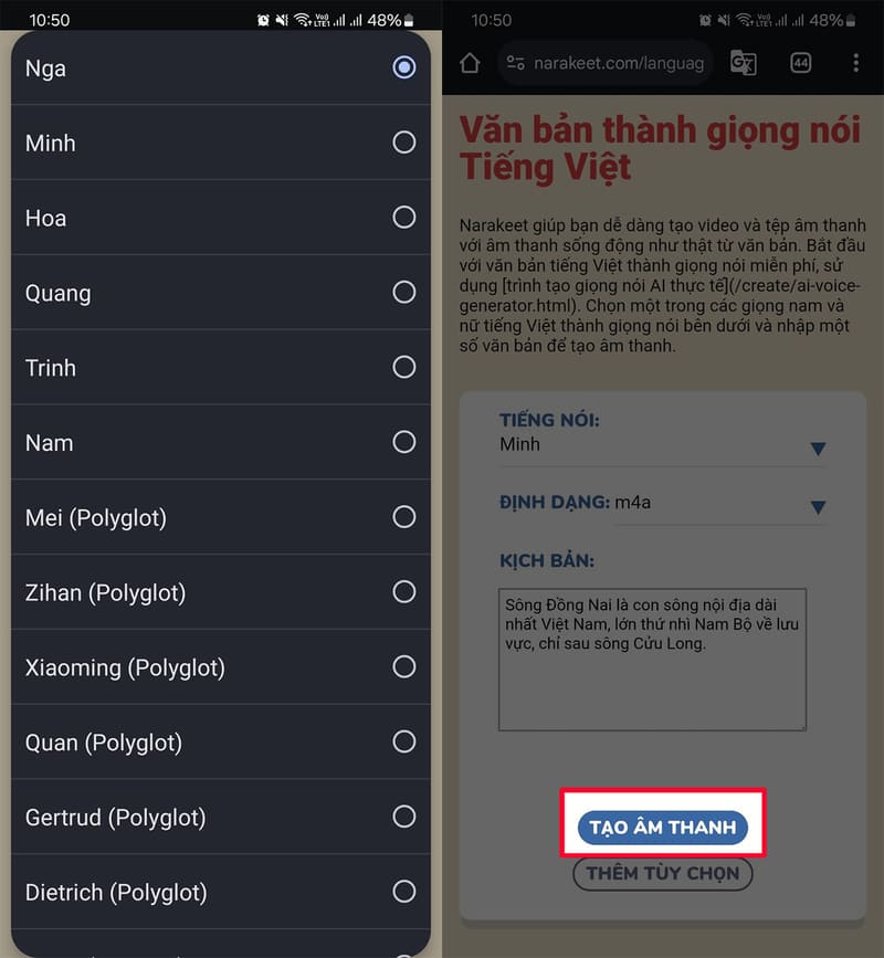 chuyển văn bản thành giọng nói chị google