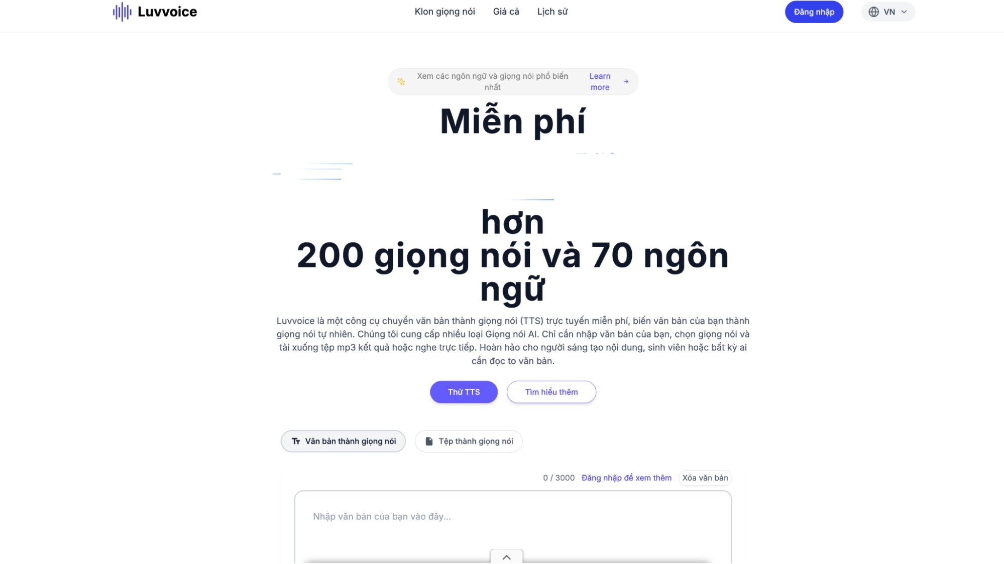 Phần mềm chuyển văn bản thành giọng nói Luvvoice