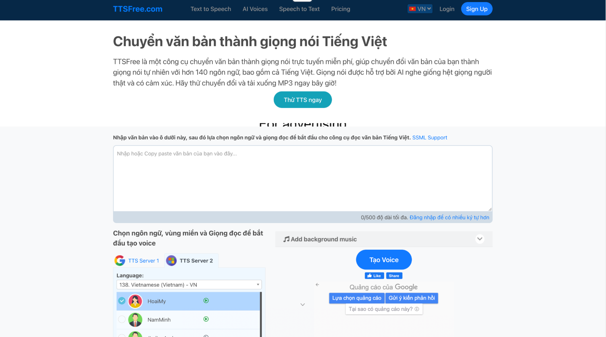 Công cụ chuyển văn bản thành giọng nói có cảm xúc TTSFree
