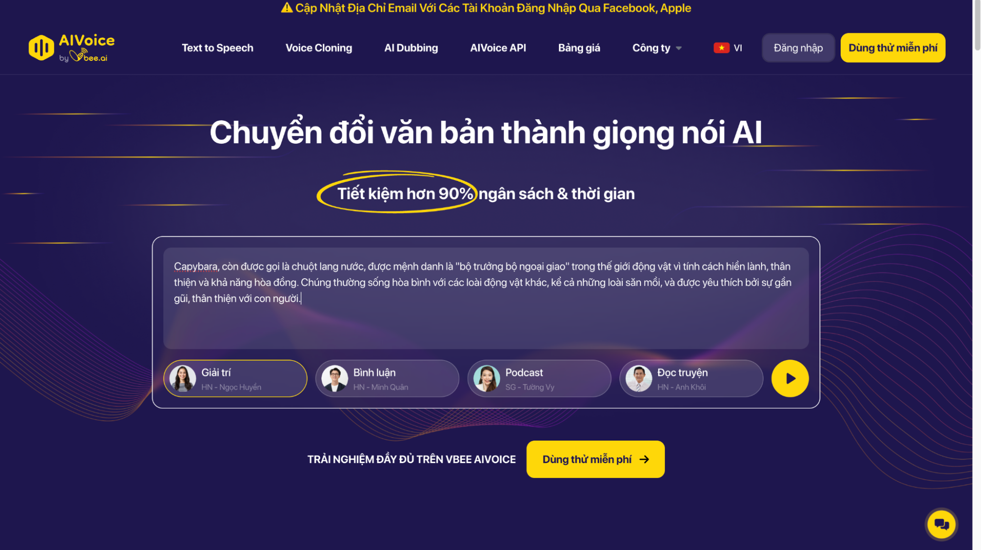 Công cụ Text-to-Speech Vbee