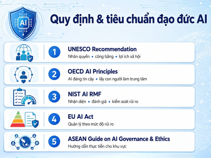Các quy định và tiêu chuẩn đạo đức AI trên thế giới