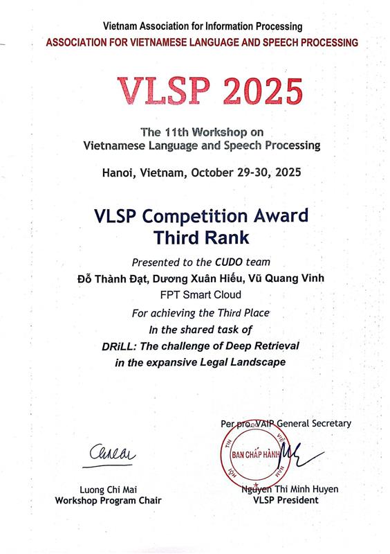 FPT.AI giành 4 giải thưởng tại VLSP 2025 
