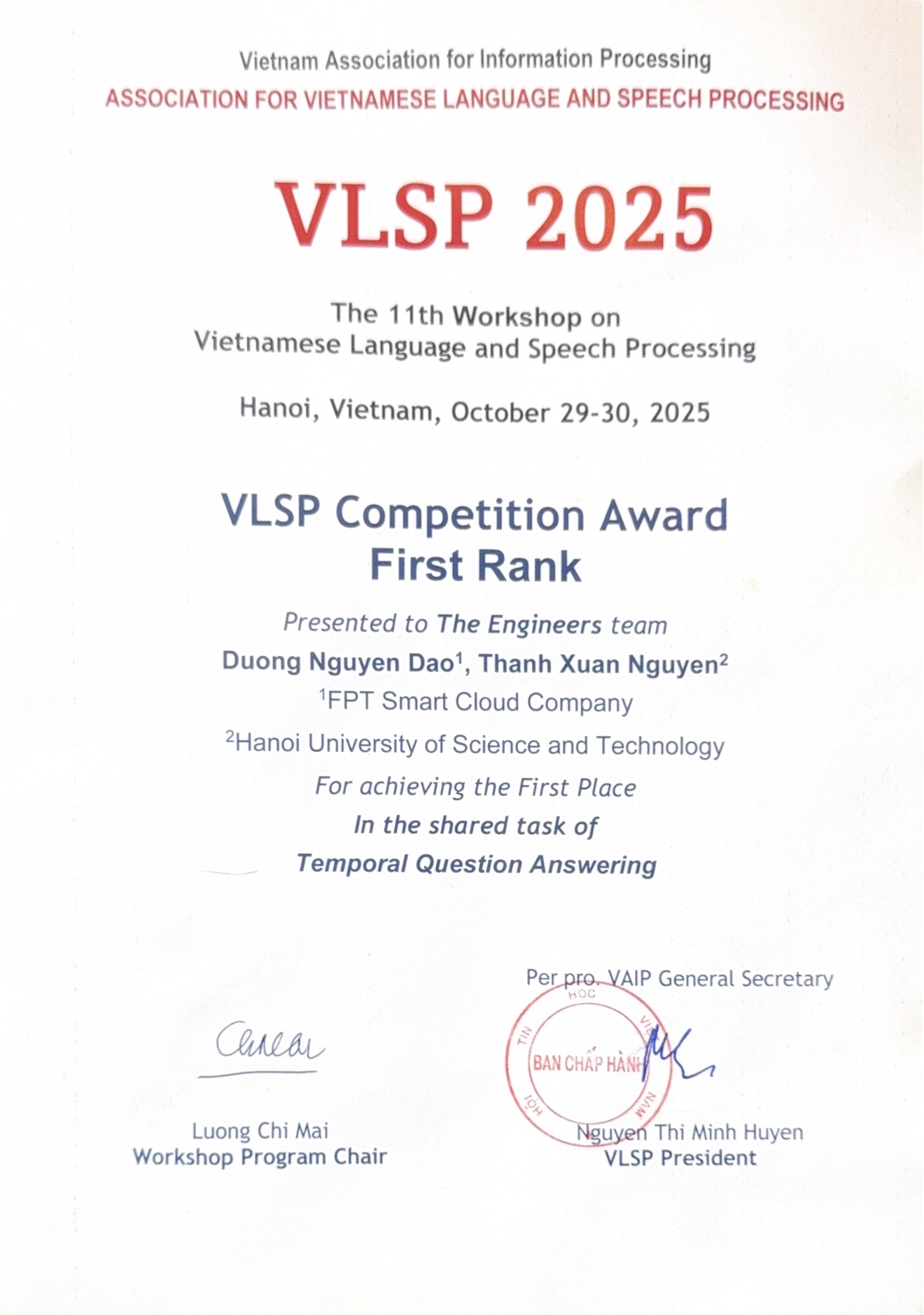 FPT.AI giành 4 giải thưởng tại VLSP 2025 