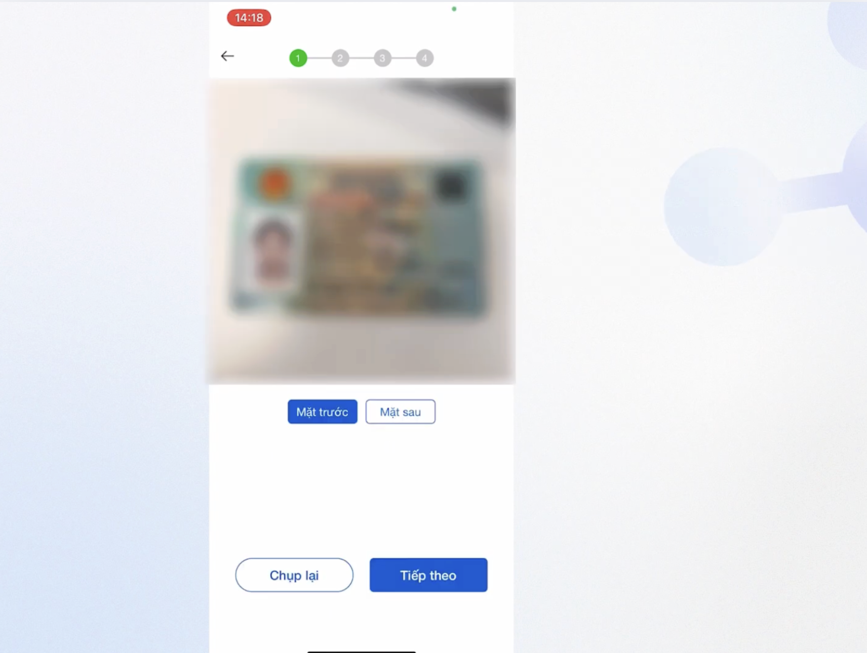Chụp ảnh mặt trước, mặt sau của giấy tờ tùy thân