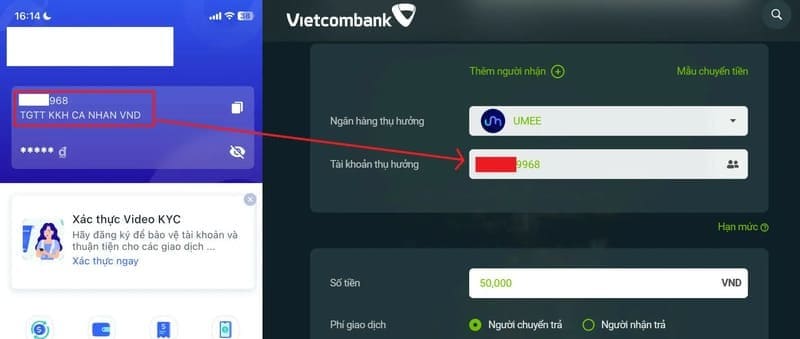 Quy trình nâng hạn mức KYC mức 2 trên VietcomBank