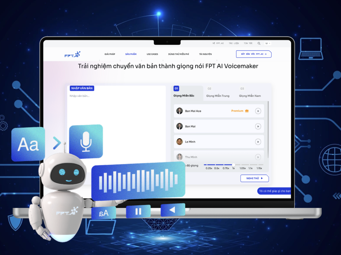 Nền tảng chuyển đổi văn bản thành giọng nói FPT.AI Voicemaker