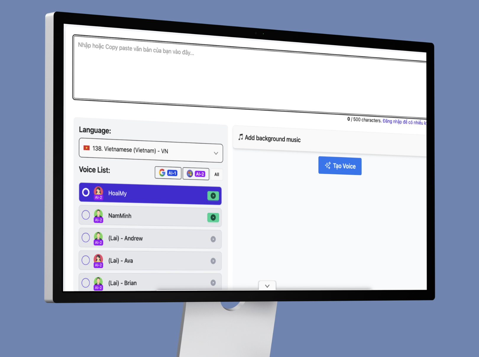 TTSFree hỗ trợ người dùng tạo ra âm thanh có ngữ điệu tự nhiên