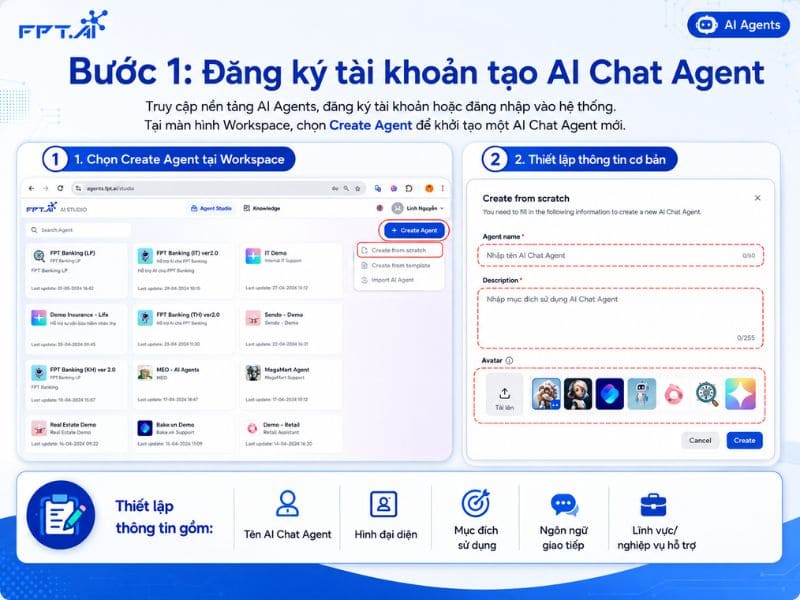 Đăng ký tài khoản tạo AI Chat Agent